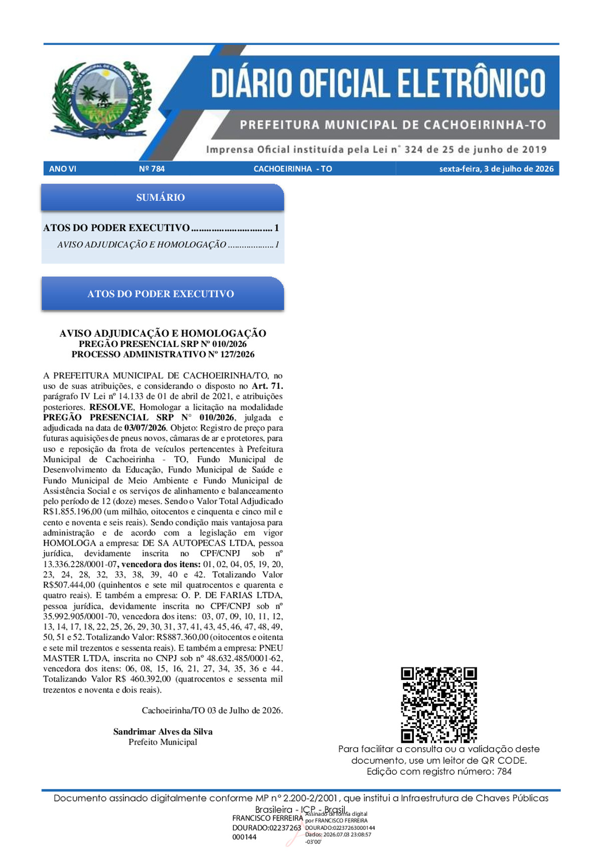 Diário Oficial N° 784