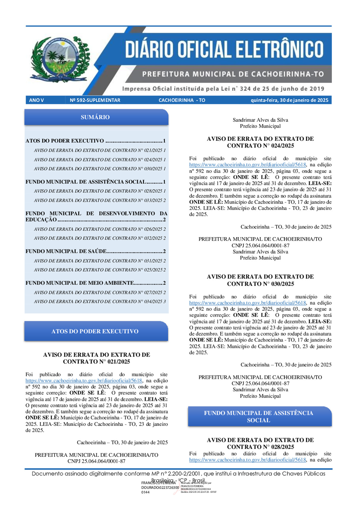 Diário Oficial - Edição 592-SUPLEMENTAR