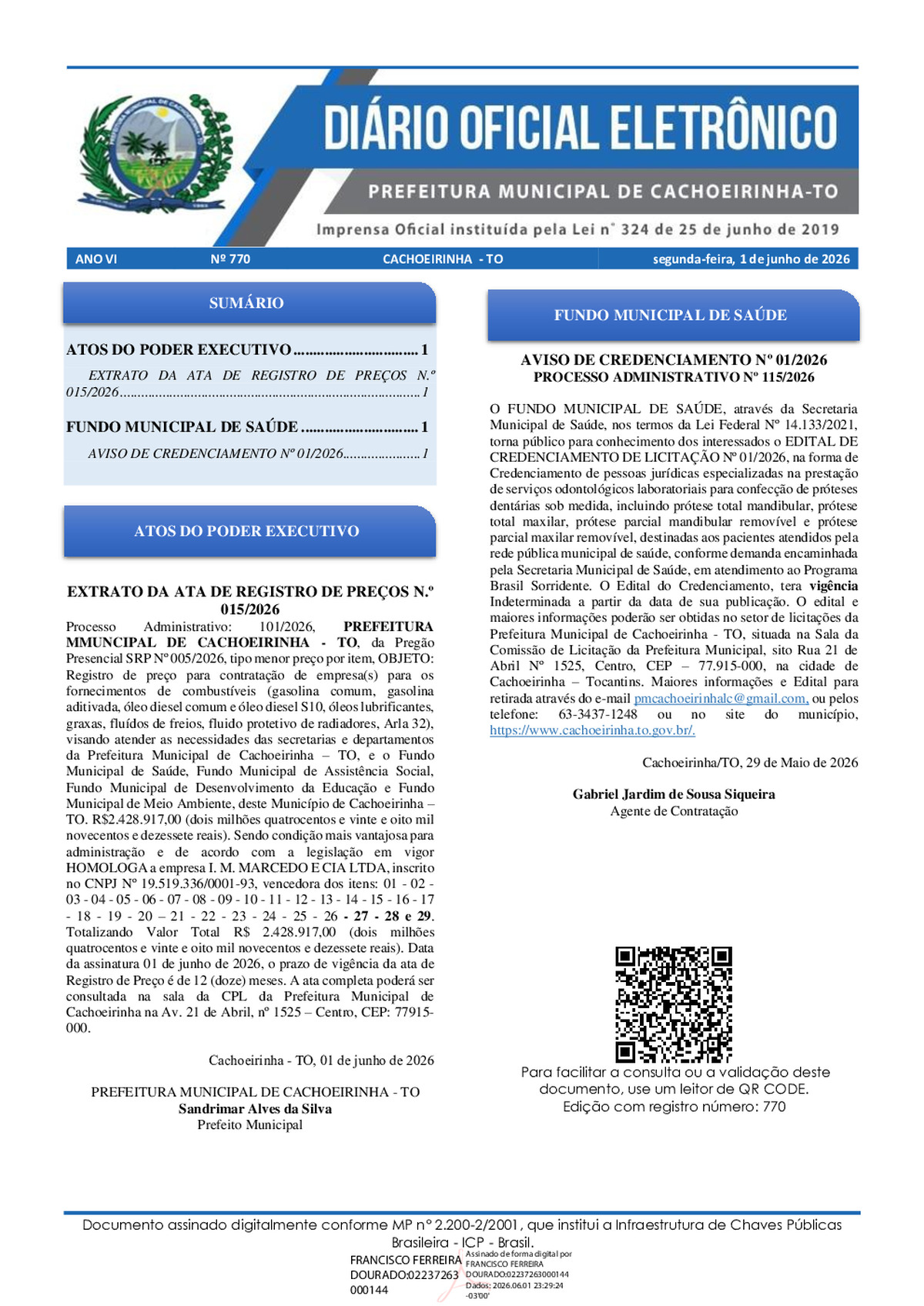 Diário Oficial N° 770