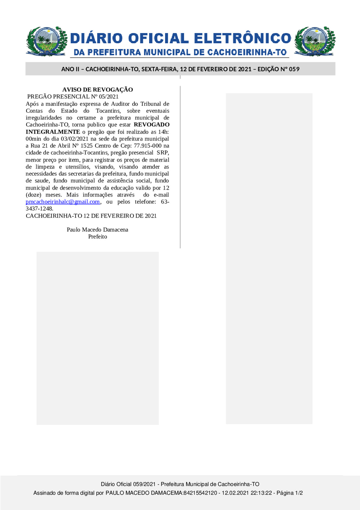 Diário Oficial - Edição 059