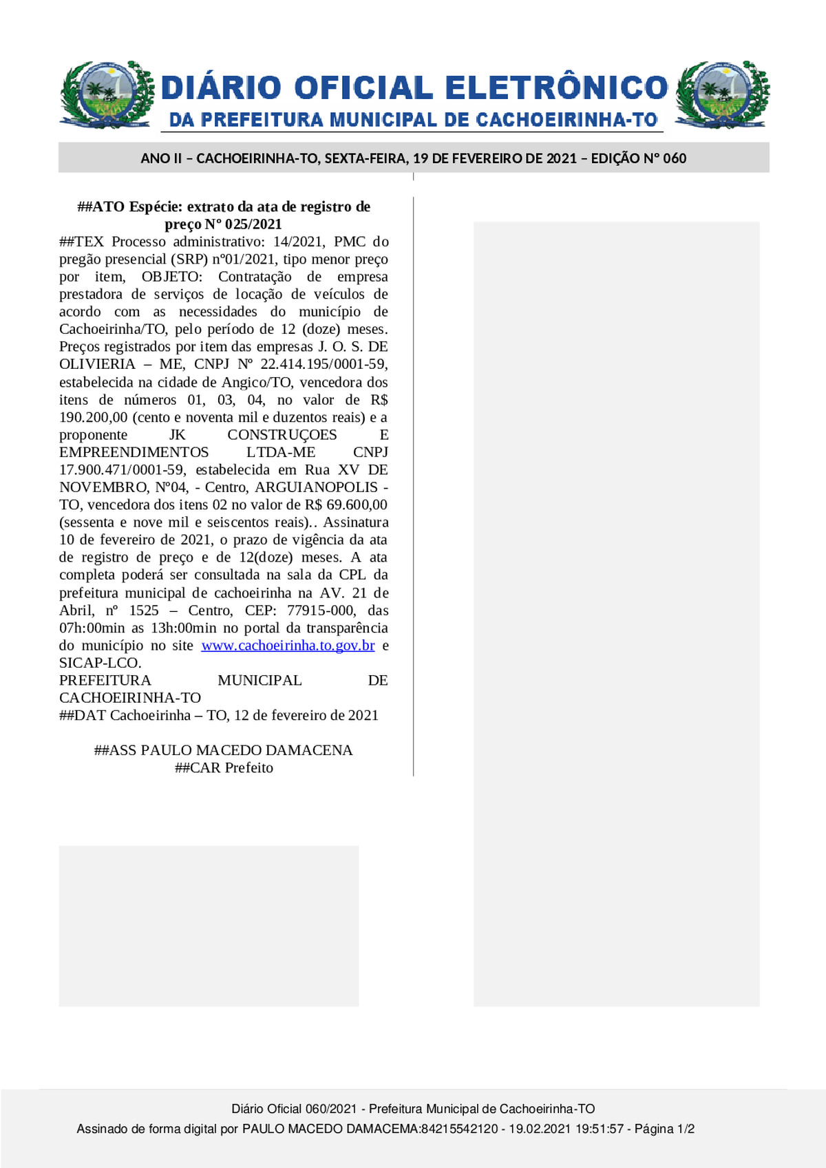Diário Oficial - Edição 060