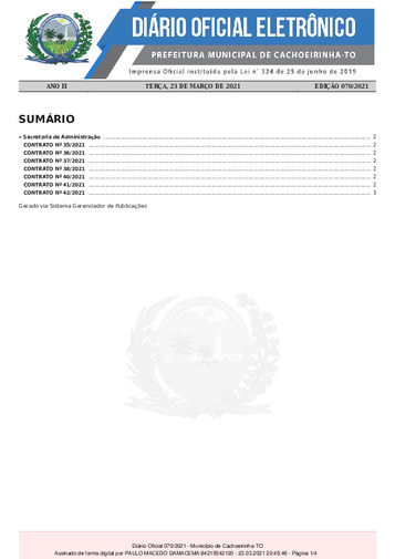 Diário Oficial - Edição 070