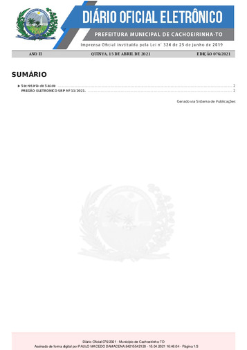 Diário Oficial - Edição 076