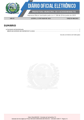 Diário Oficial - Edição 086