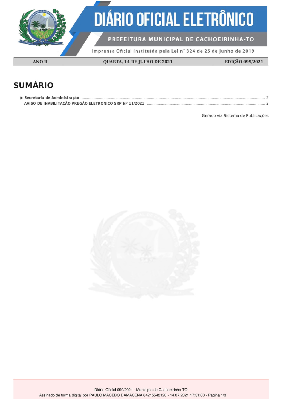 Diário Oficial - Edição 099