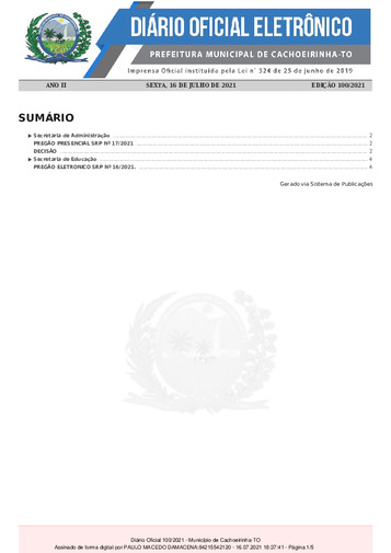 Diário Oficial - Edição 100