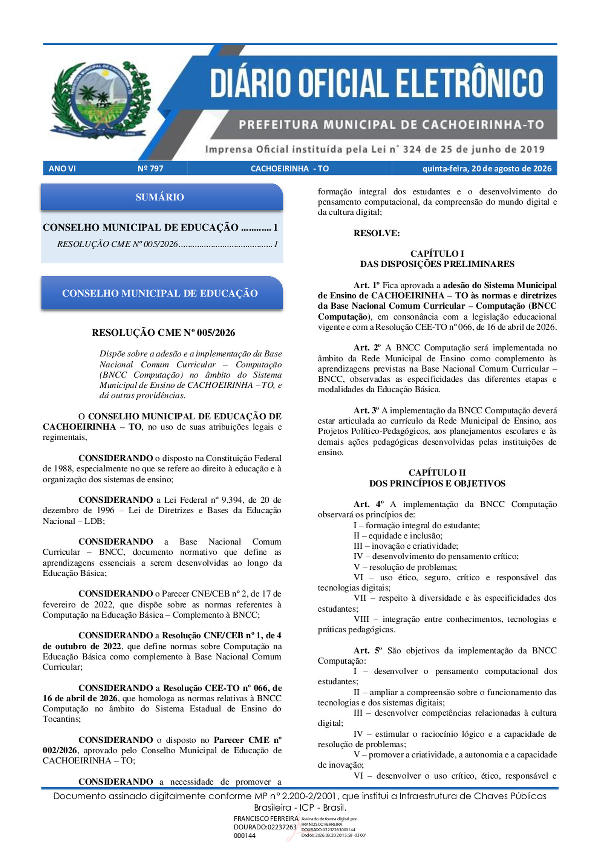 Diário Oficial N° 797