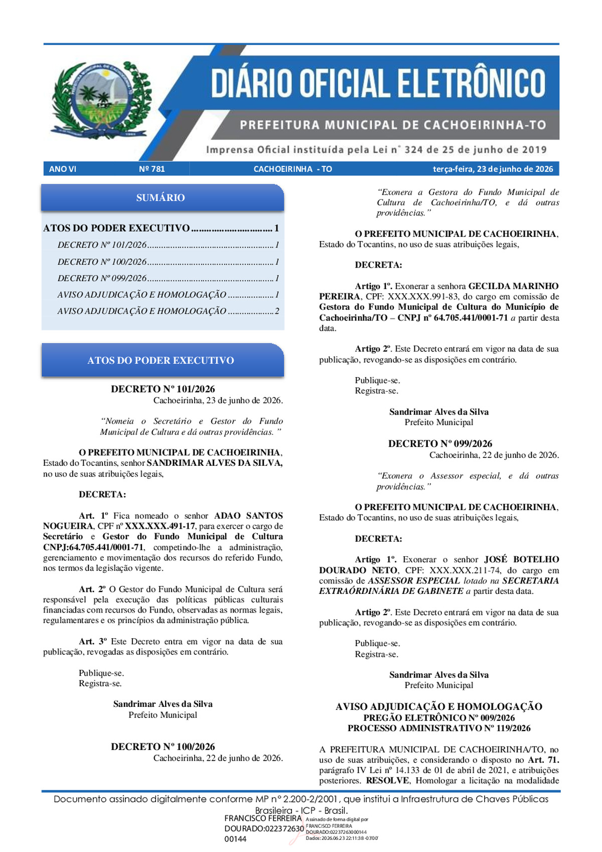 Diário Oficial N° 781