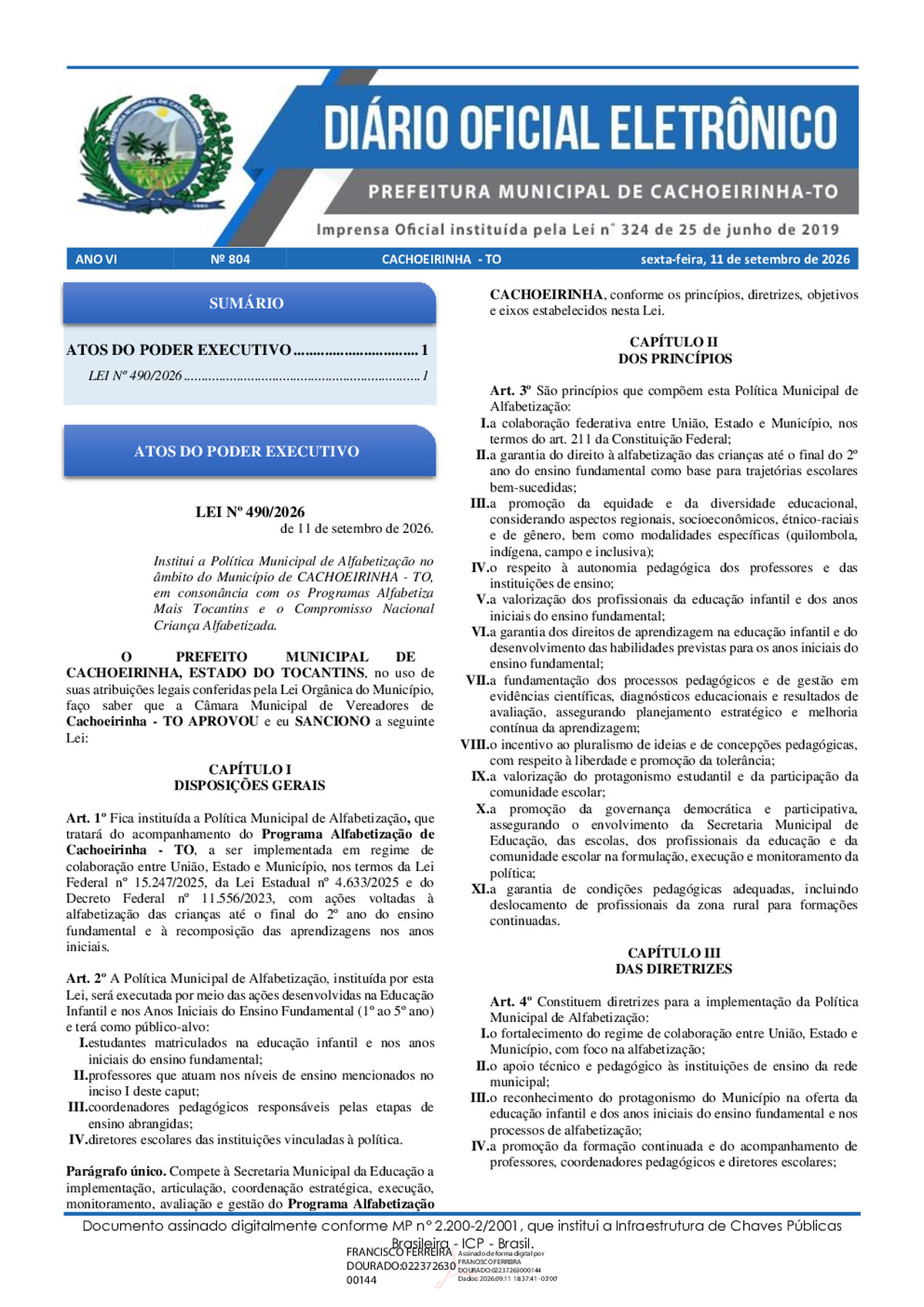 Diário Oficial N° 804