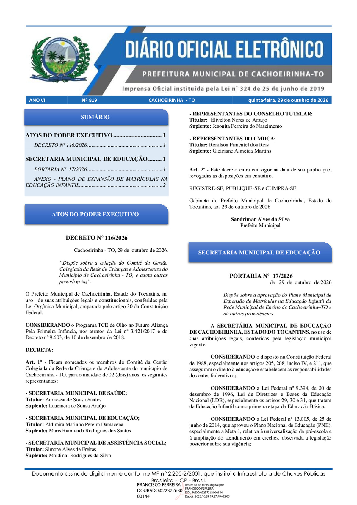 Diário Oficial N° 819