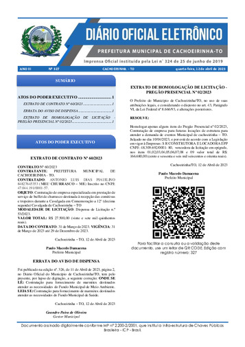 Diário Oficial - Edição 327
