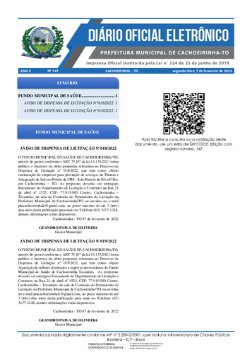 Diário Oficial - Edição 167