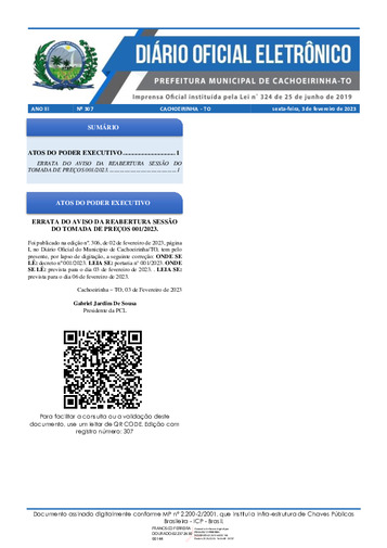 Diário Oficial - Edição 307