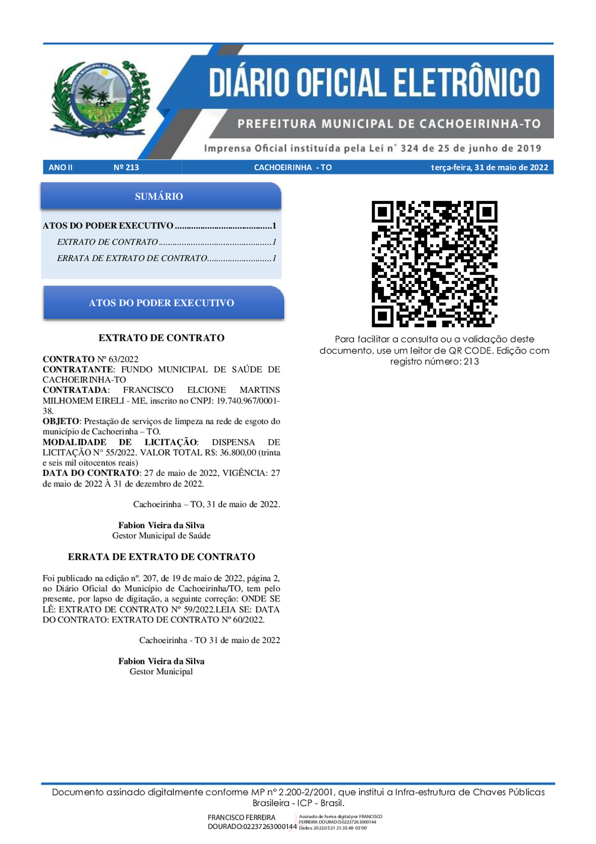 Diário Oficial - Edição 213