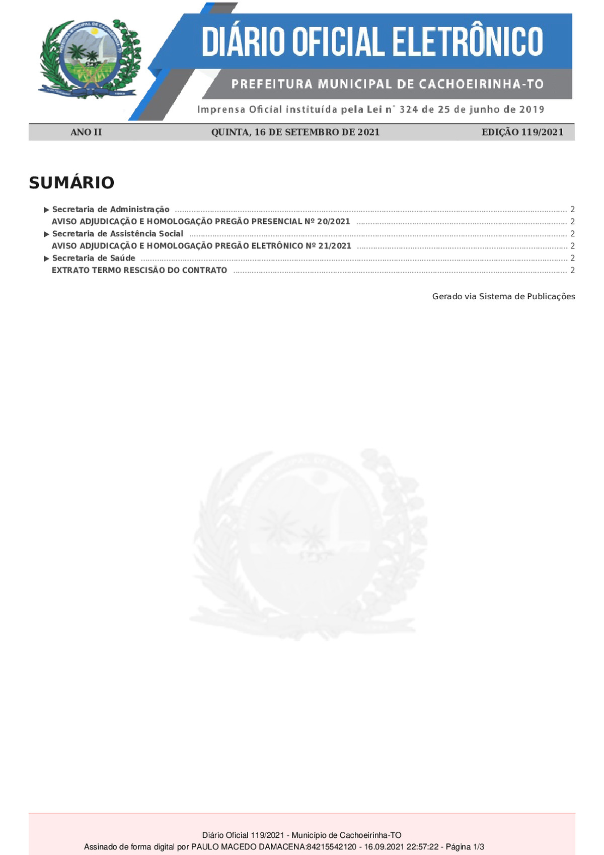 Diário Oficial - Edição 119