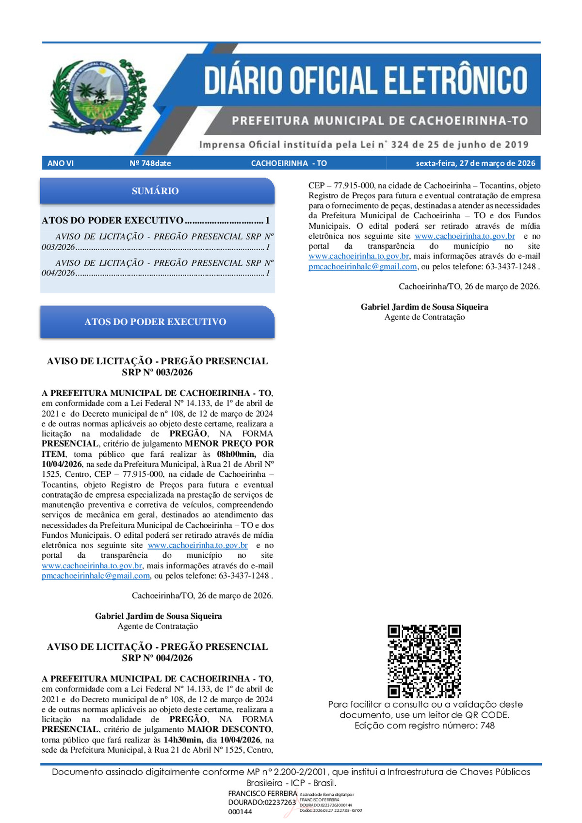 Diário Oficial N° 748