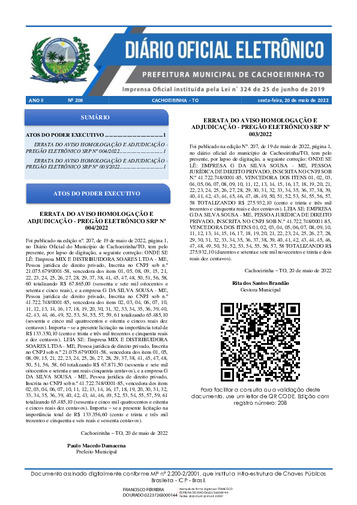 Diário Oficial - Edição 208
