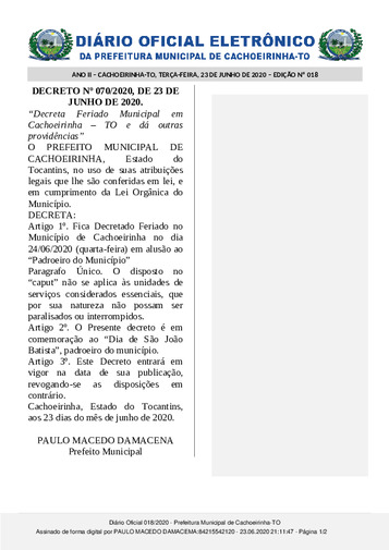 Diário Oficial - Edição 018