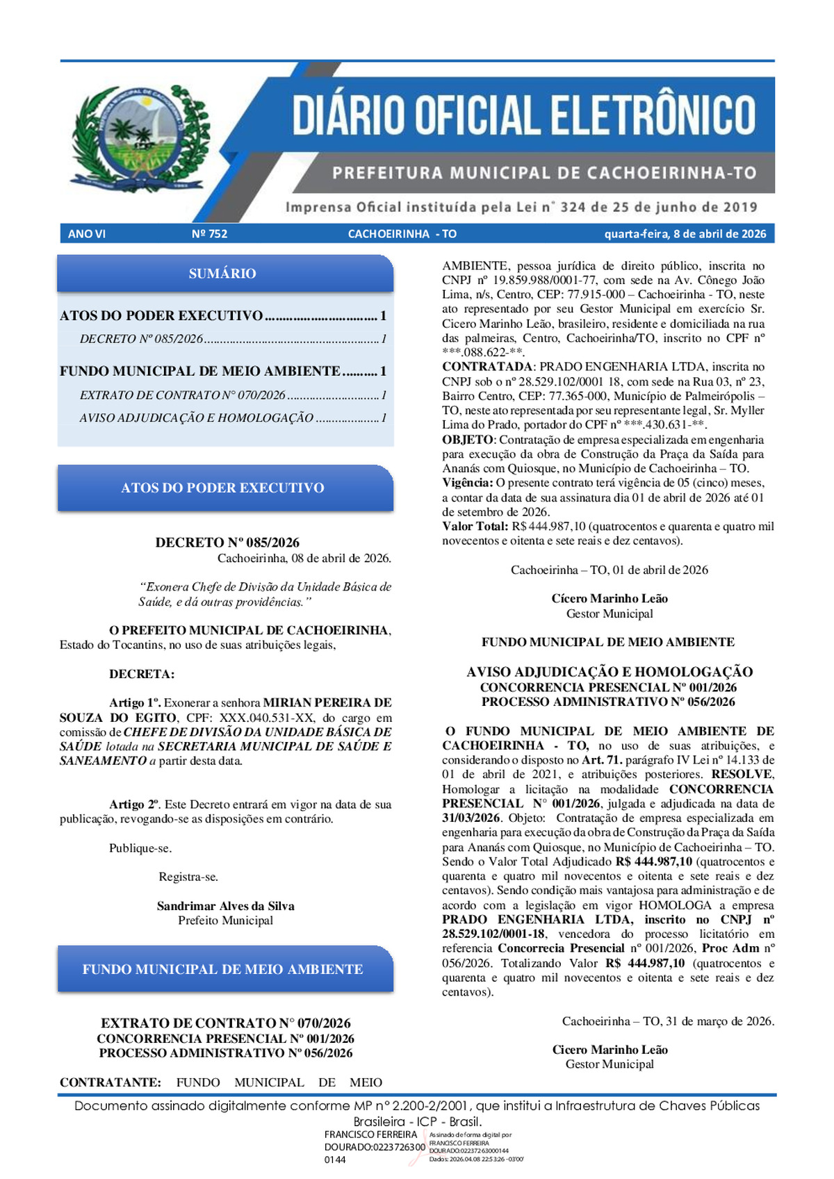 Diário Oficial N° 752