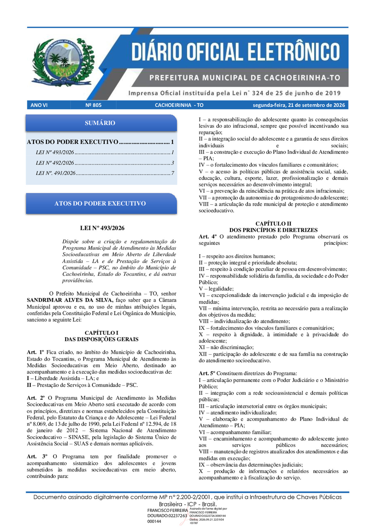 Diário Oficial N° 805