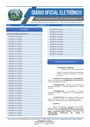 Diário Oficial - Edição 721