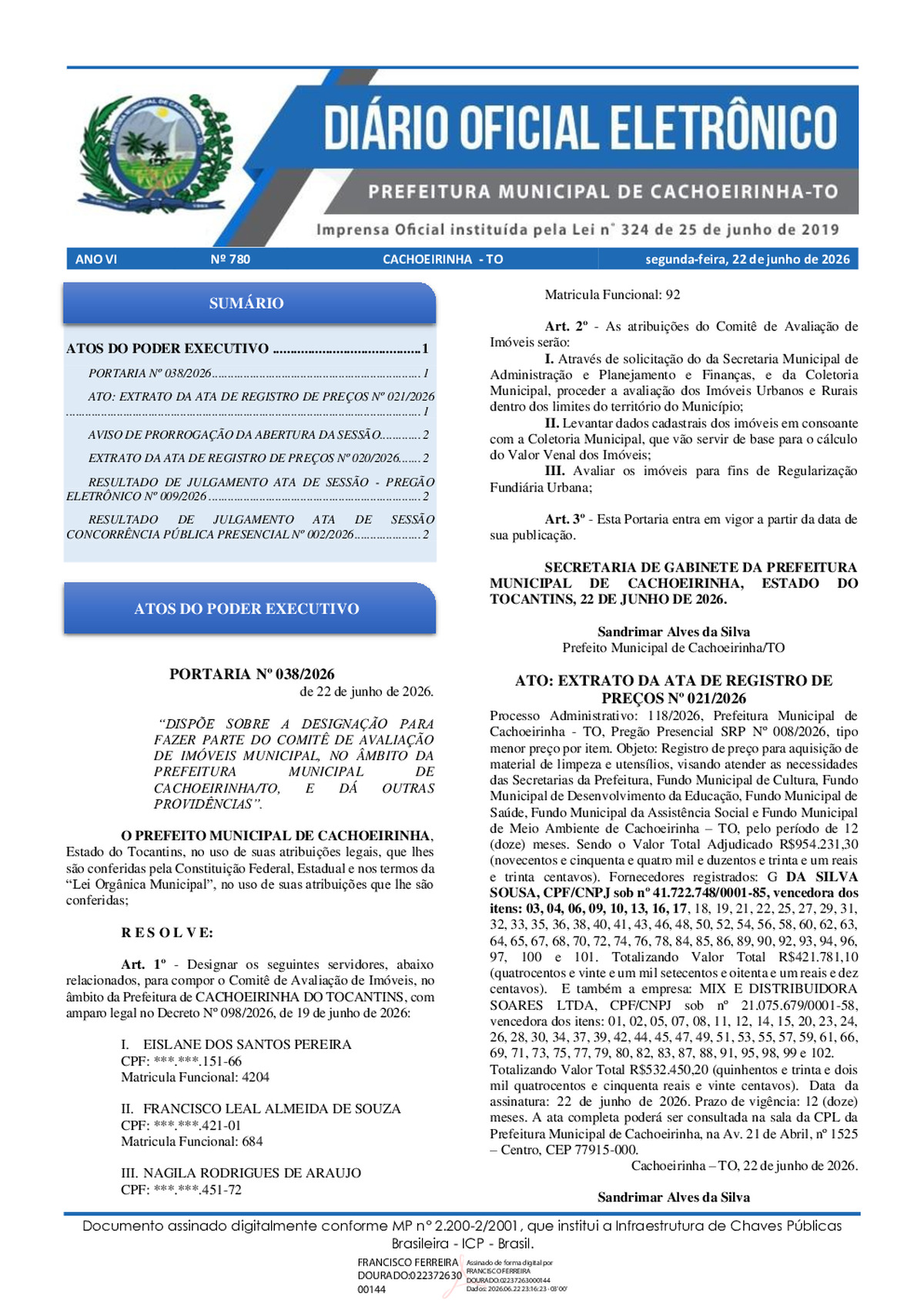 Diário Oficial - Edição 780