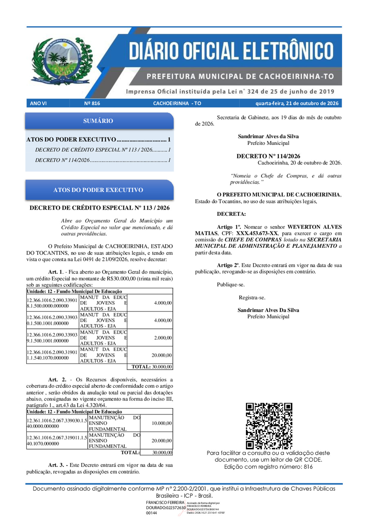 Diário Oficial N° 816