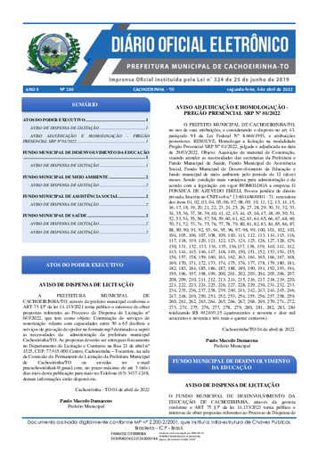 Diário Oficial - Edição 186