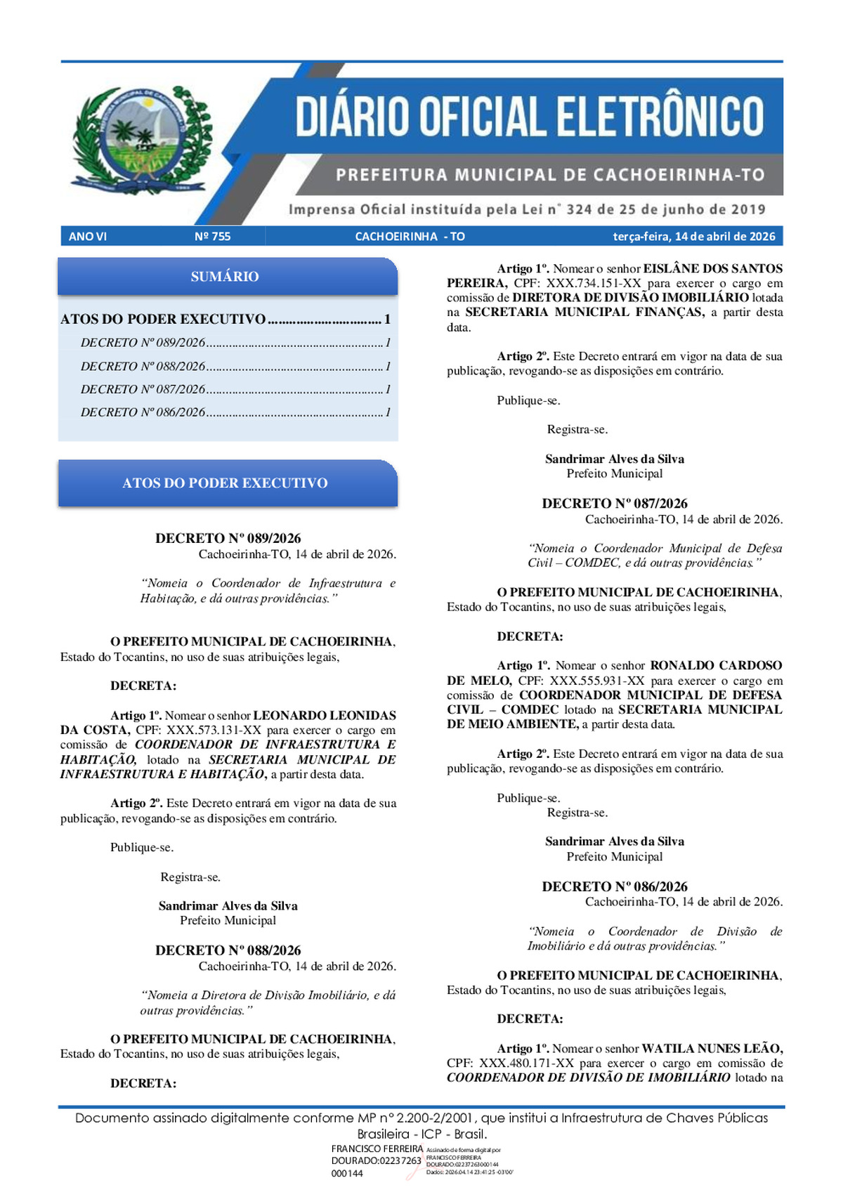 Diário Oficial - Edição 755