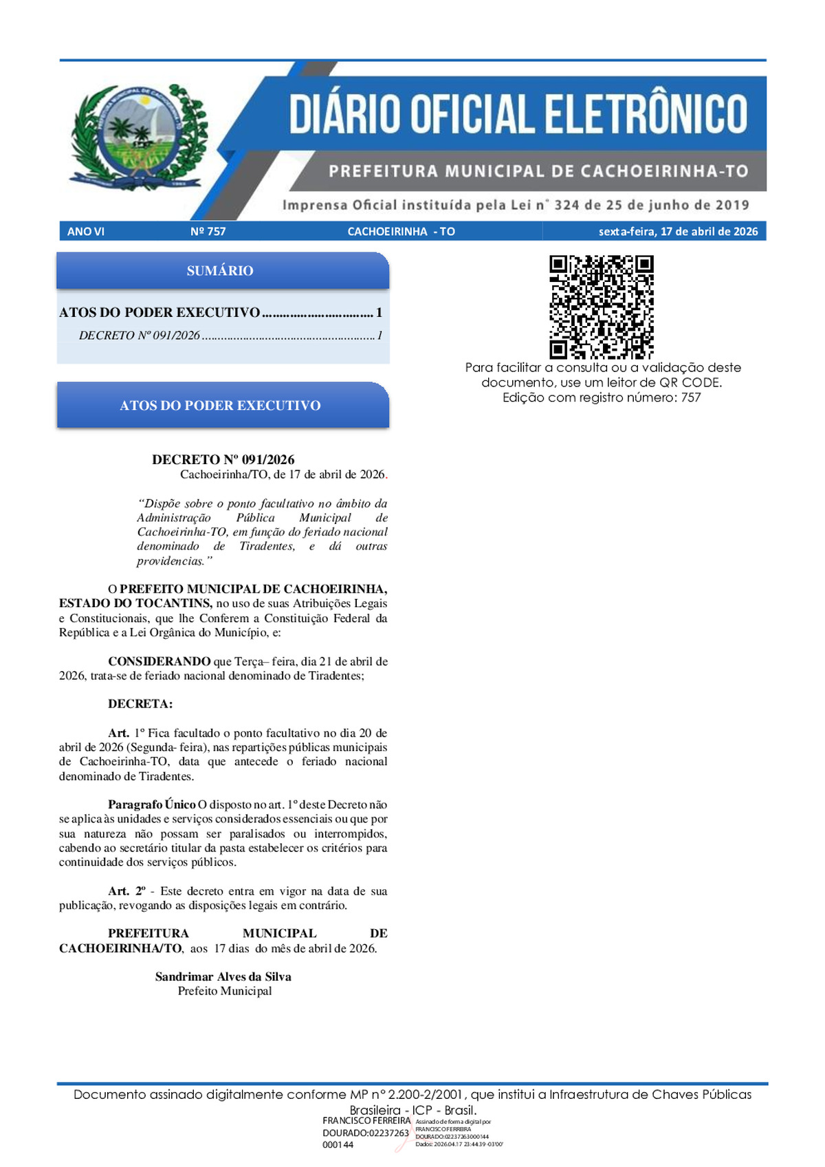 Diário Oficial N° 757