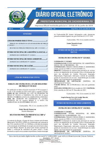 Diário Oficial - Edição 395