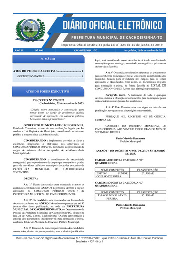 Diário Oficial - Edição 400