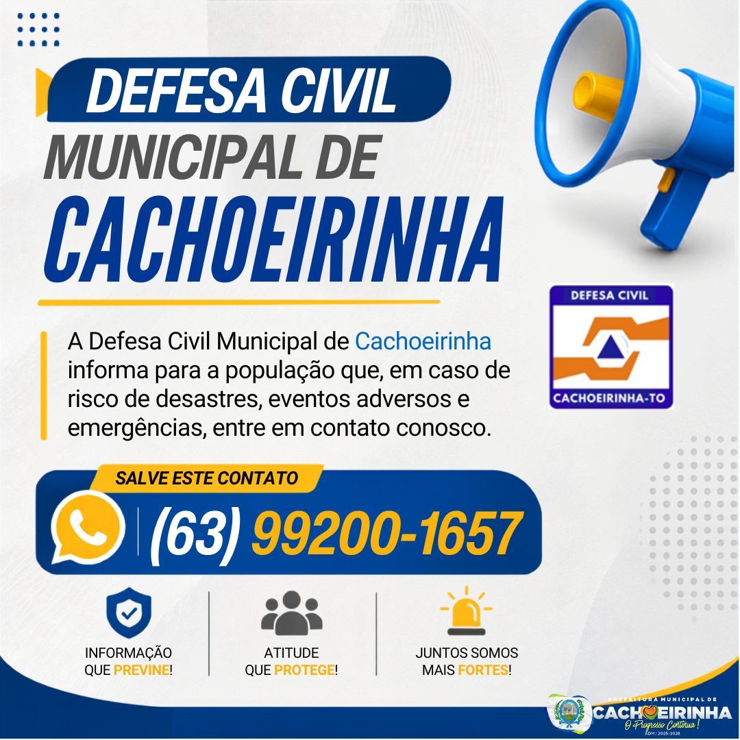 DEFESA CIVIL MUNICIPAL DE CACHOEIRINHA DIVULGA CANAL DE ATENDIMENTO À POPULAÇÃO